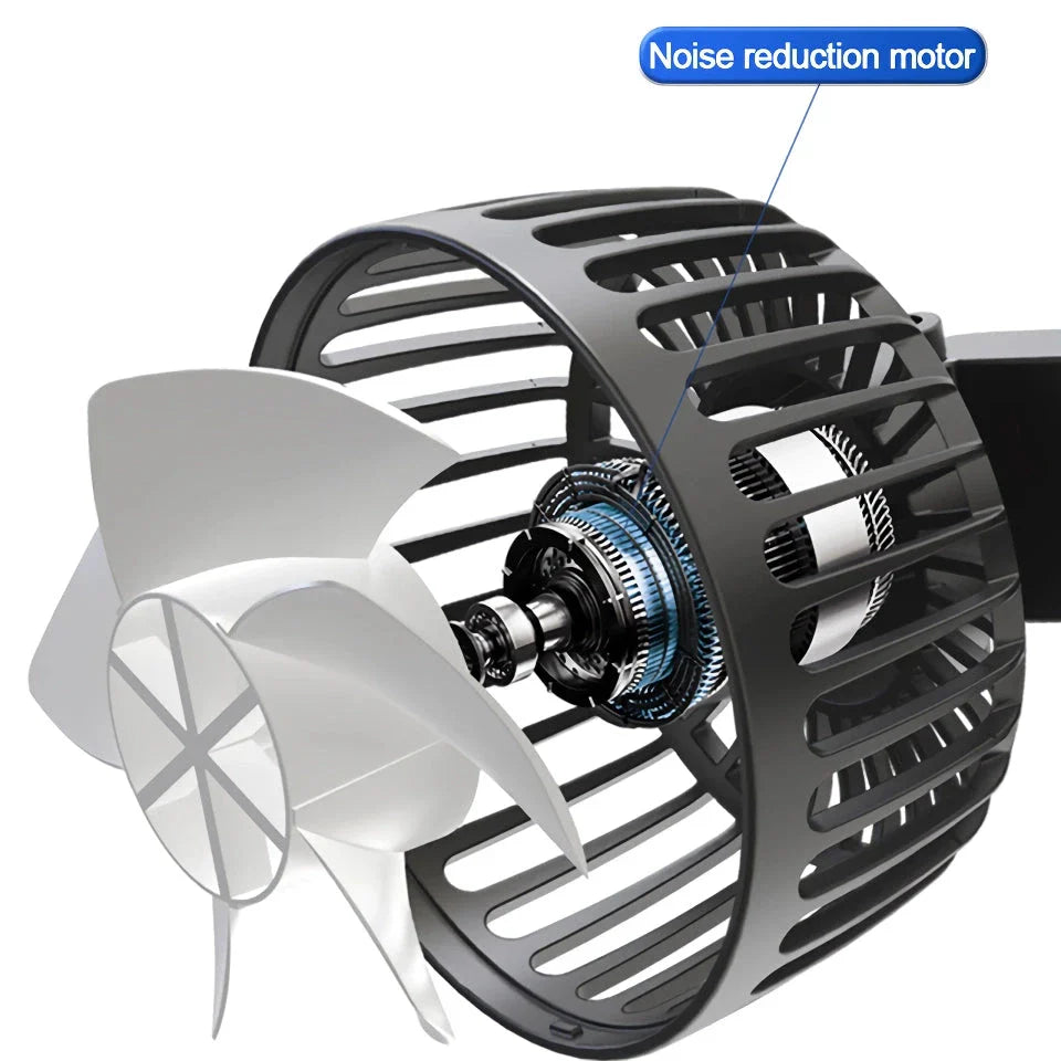Powerful dual-head car seat cooling fan with flexible neck for customizable airflow in any vehicle