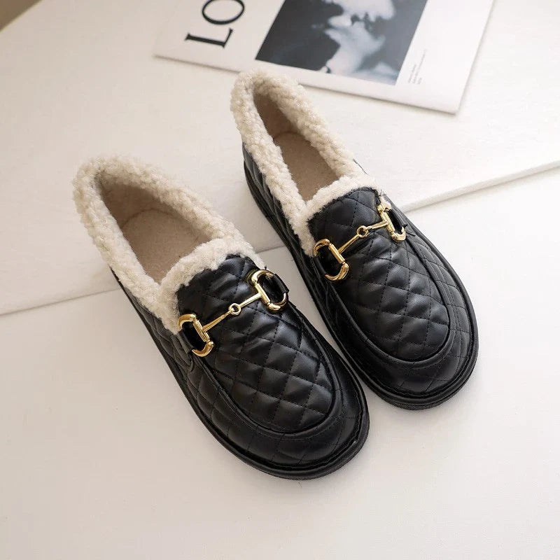 Flat-Bottomed All-Match Maternity Cotton Scoop Shoes in black and beige colors
