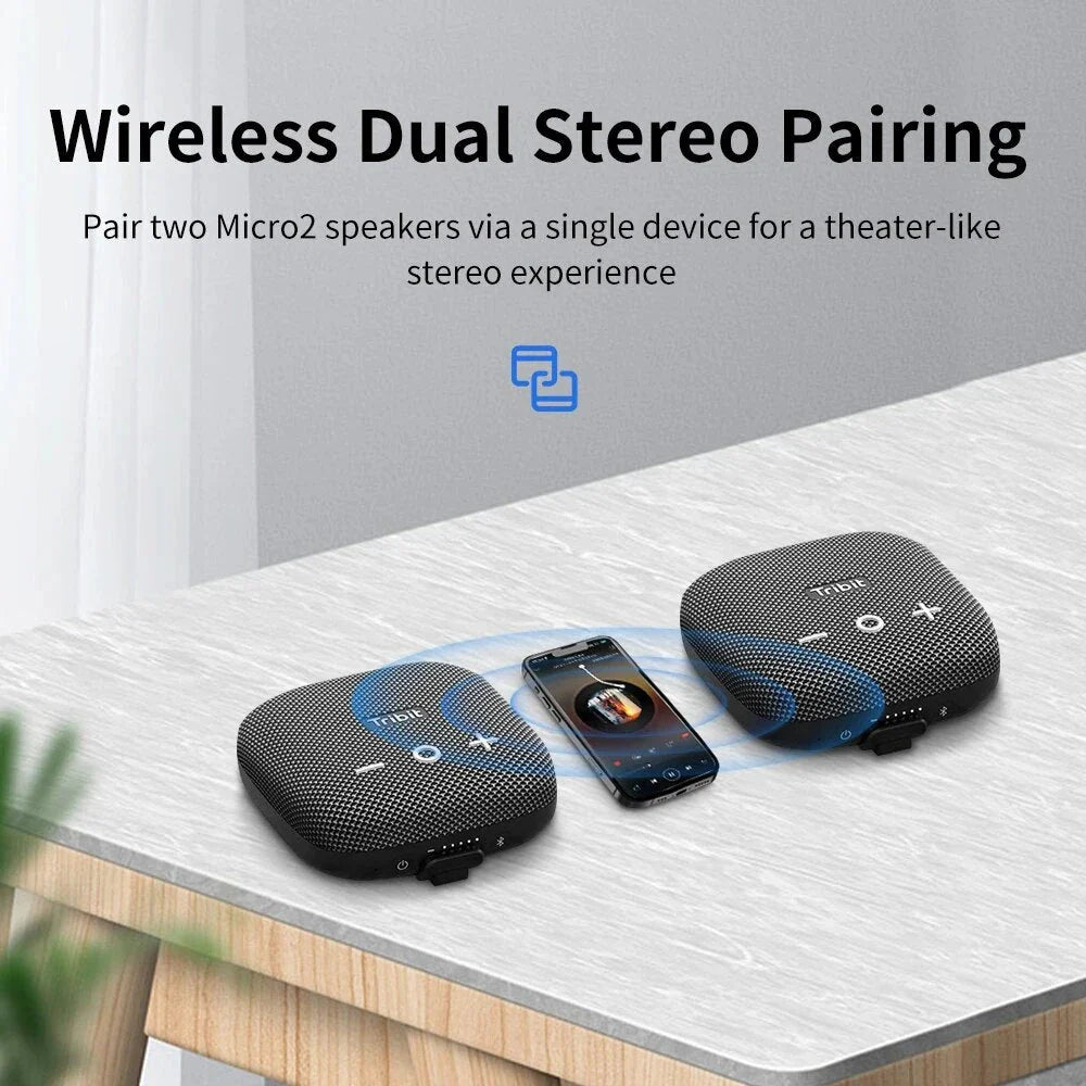 Rugged portable Bluetooth speaker with deep bass, waterproof design, and built-in power bank