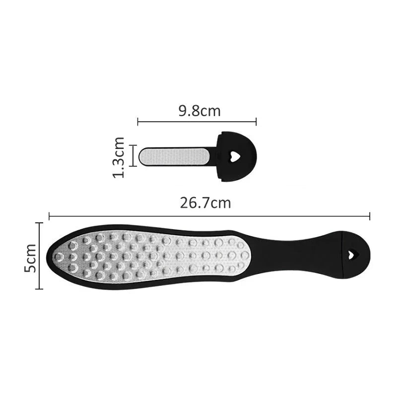 Premium 3-in-1 Foot Care Pedicure Tool with laser-cut stainless steel surfaces and ergonomic handle for salon-worthy feet at home