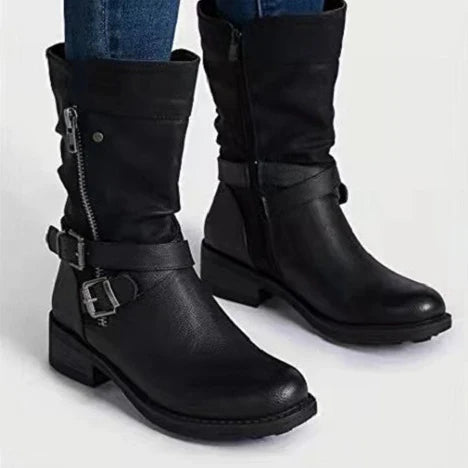 Premium Women's Leather Chelsea Boots with Low Heel - Timeless British Style