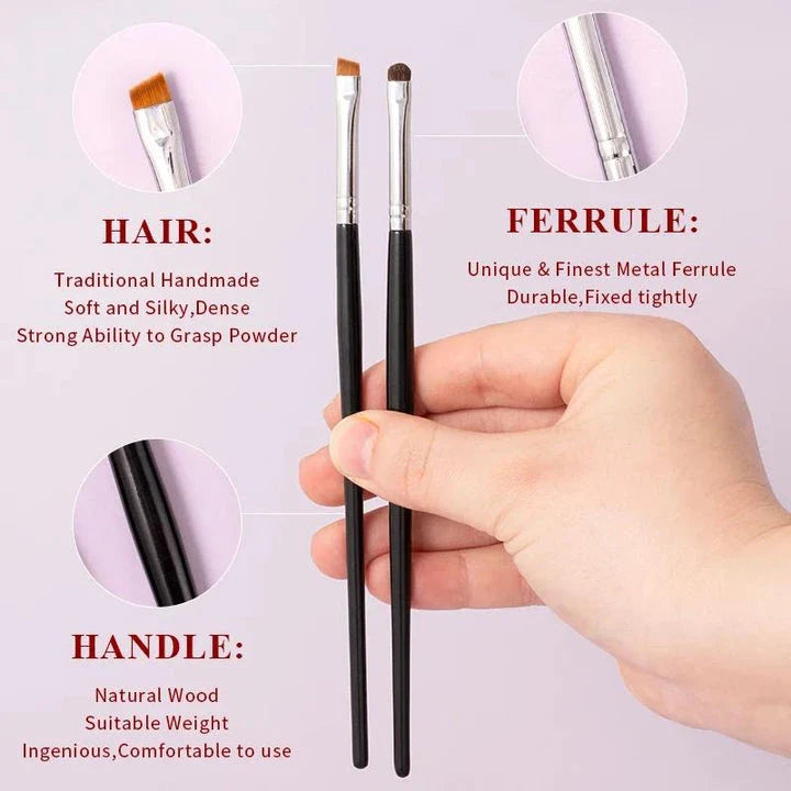 Premium 4-Piece Synthetic Eye Makeup Brush Set with Wooden Handles for Precise Application and Blending