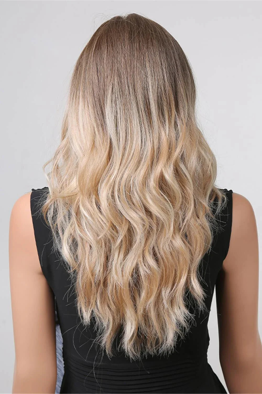 Luxurious 13x2 inch lace front wig with 24-inch waves in a natural-looking ombre colour