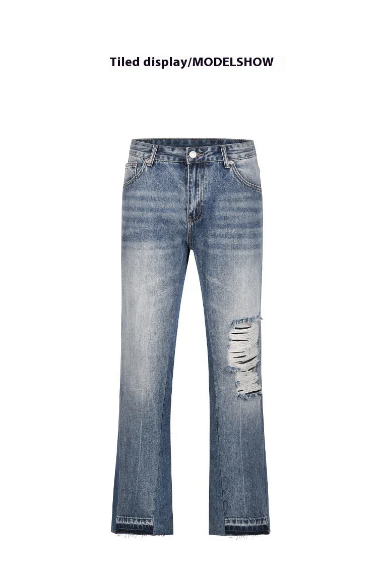 Premium British men's straight relaxed fit jeans in a vibrant blue colour