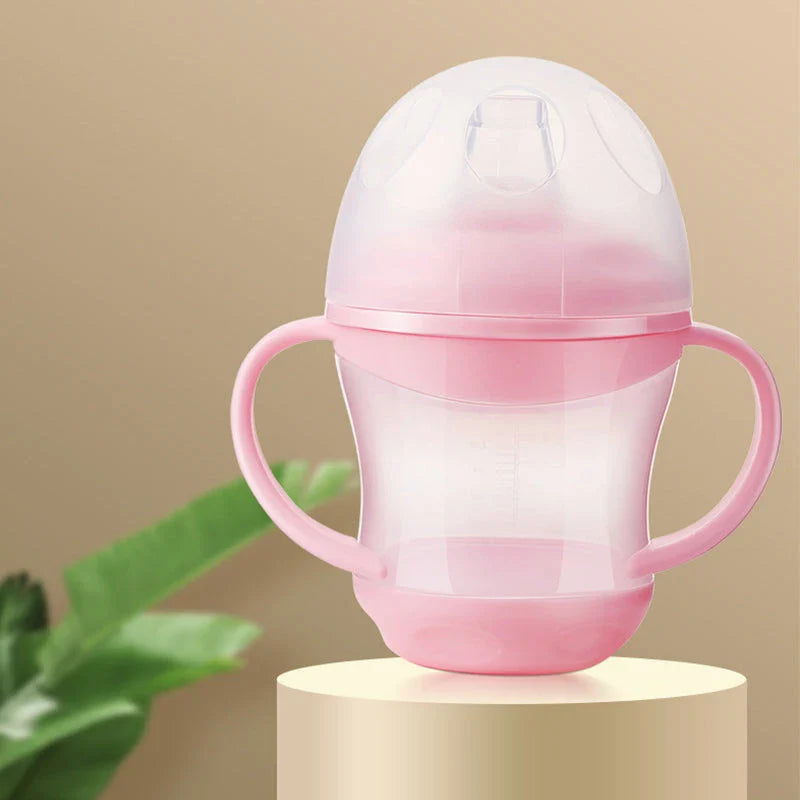 Premium leak-proof children's water bottle with easy-grip handle, transparent cover, and safe 3cm sucking mouth
