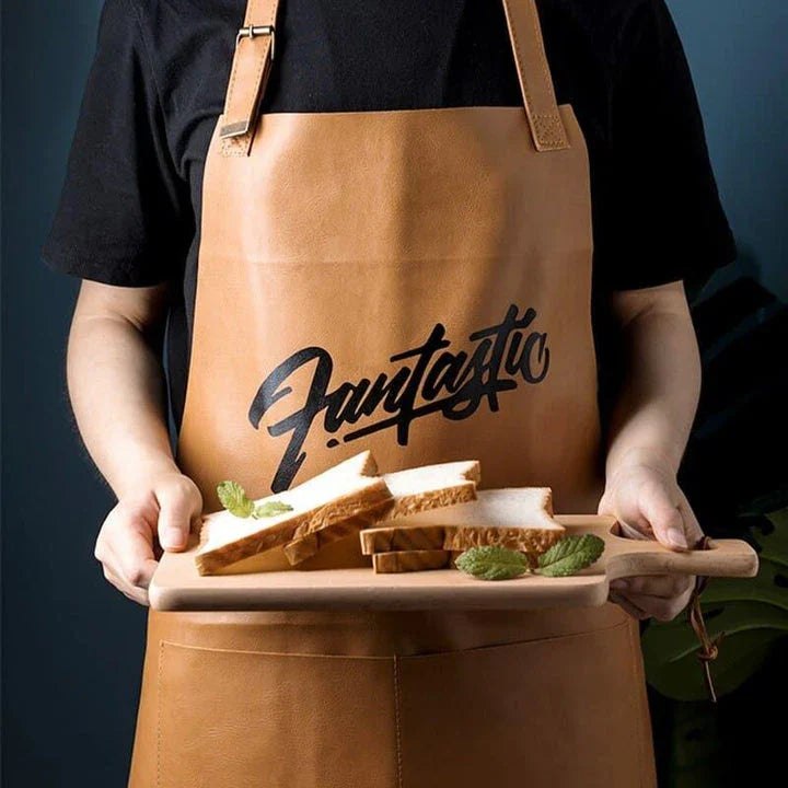 A premium leather apron with a stylish Nordic-inspired pattern, designed to protect your clothes while adding a touch of Scandinavian charm to your kitchen.