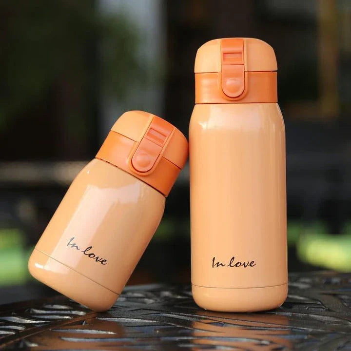 Stylish stainless steel travel thermos with compact and lightweight design, perfect for keeping drinks hot or cold on the go