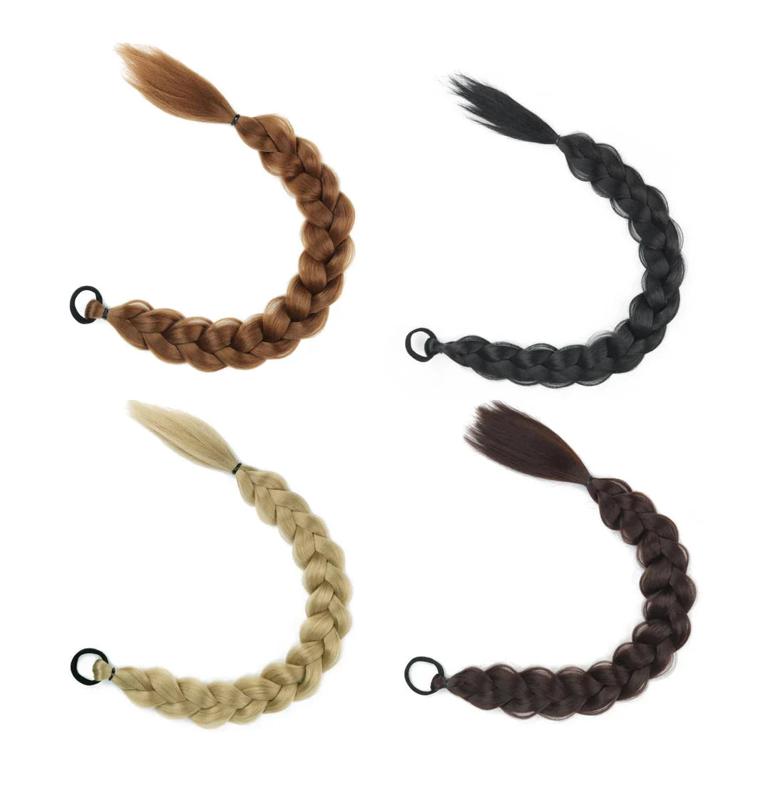 24-Inch Synthetic Braided Ponytail Hair Extension in Blonde Colour, Offering Luxurious British Style and Elegant Transformation