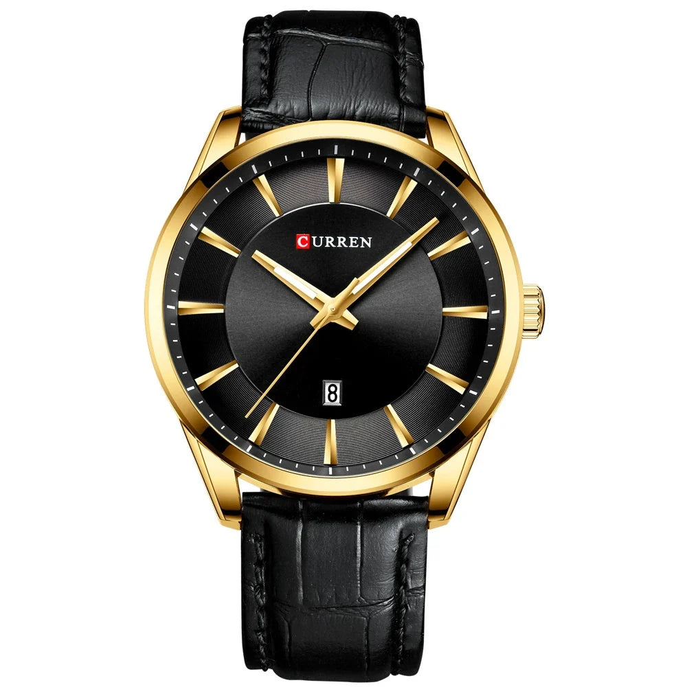 Premium Water-Resistant Men's Casual Belt Watch with Stainless Steel Case and Genuine Leather Strap