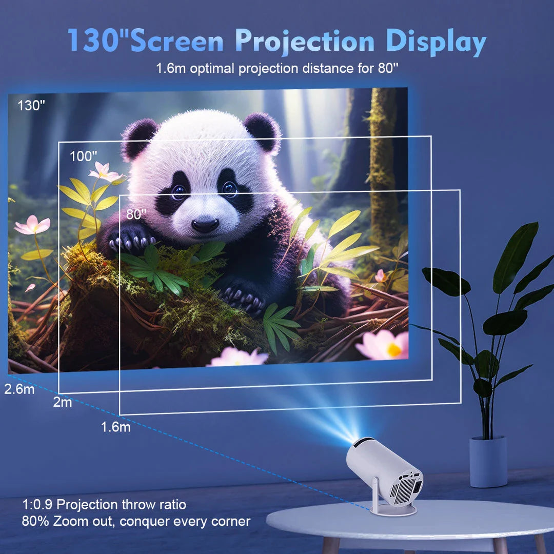 4K WiFi6 Portable Home Cinema Projector with Android 11, dual WiFi, and 260 ANSI lumens for brilliant visuals