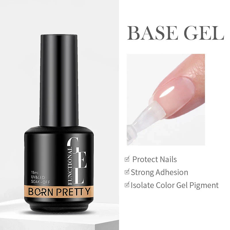 Premium 15ml Base and Top Coat Reinforcement Gel for creating salon-quality nail art designs at home