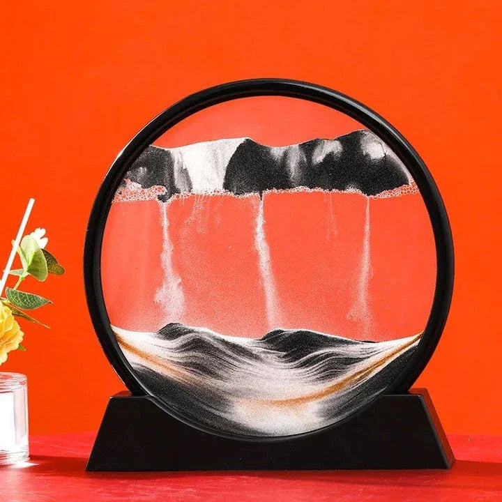 Captivating retro sandscape hourglass with mesmerising deep sea moving sand art