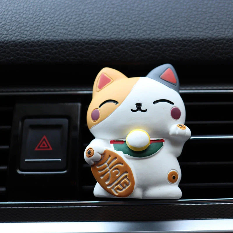 Stylish Lucky Cat Car Air Freshener and Fragrance Diffuser in Black Colour