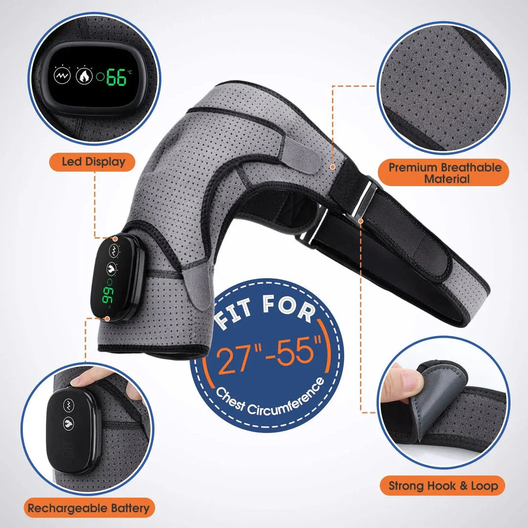 Premium 3-Level Heated and Vibrating Shoulder Massager for Pain Relief and Rehabilitation