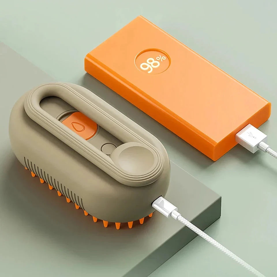 Premium 3-in-1 electric pet grooming brush with self-cleaning mechanism and soothing spray, suitable for cats and dogs