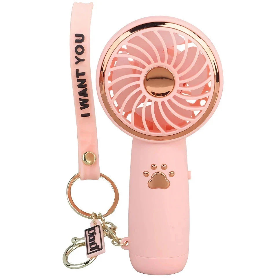 Compact, cartoon-themed USB handheld fan for keeping cool during the summer months
