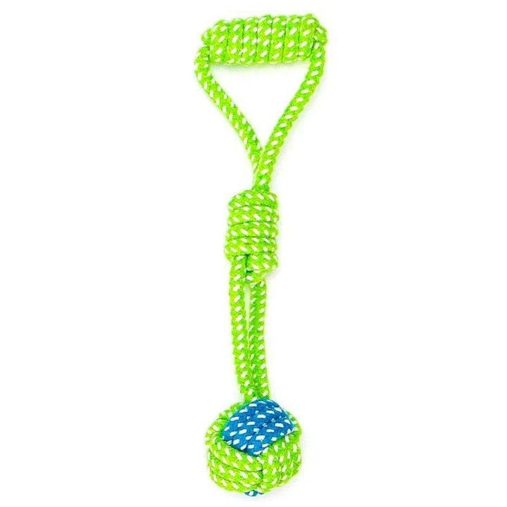 Premium Eco-Friendly Cotton Rope Dog Toy in green-orange colour