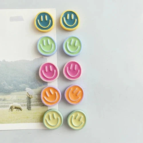 Cheerful Nordic-inspired refrigerator magnets with cartoon designs in various colours, made of high-quality resin for durability