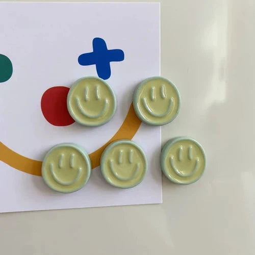 Cheerful Nordic-inspired refrigerator magnets with cartoon designs in various colours, made of high-quality resin for durability