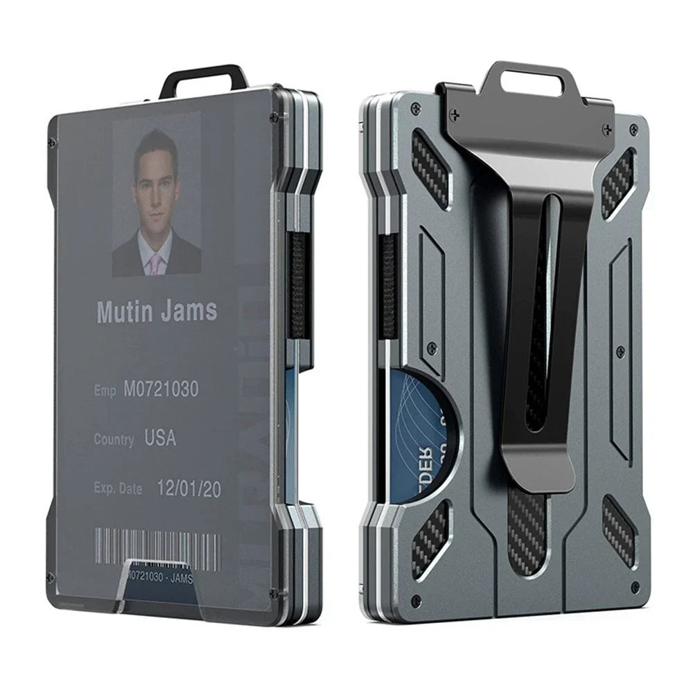 Aluminium alloy card wallet with secure card slots and compact, premium design
