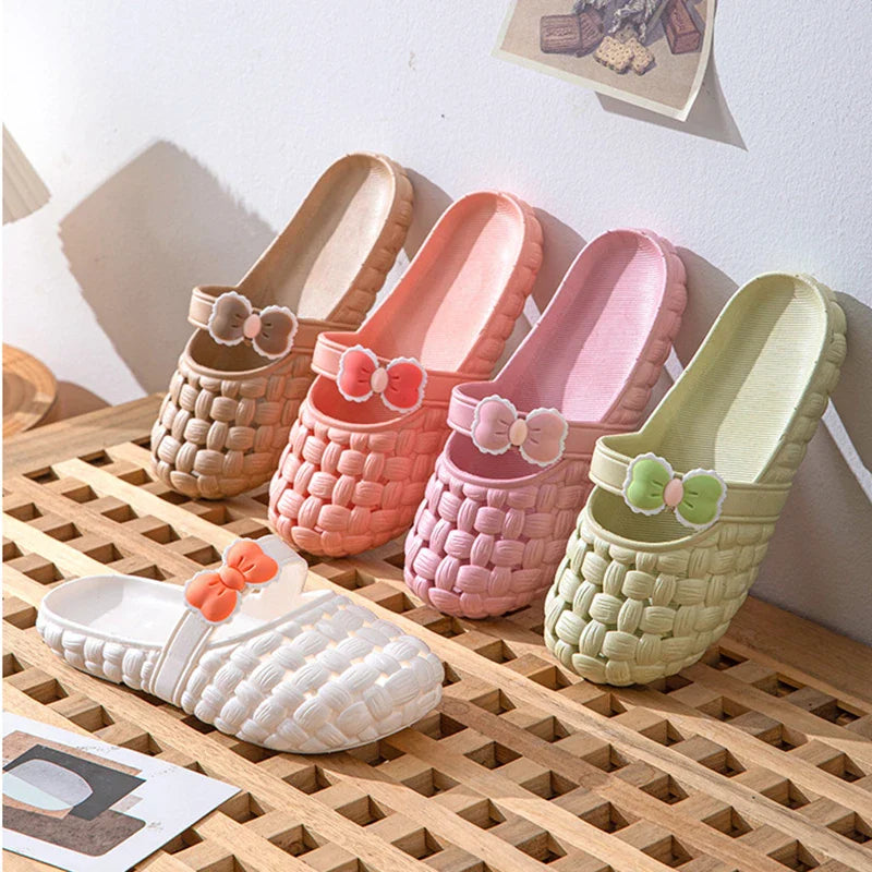 Baotou slippers with bow braid design, perfect for summer beach and casual wear