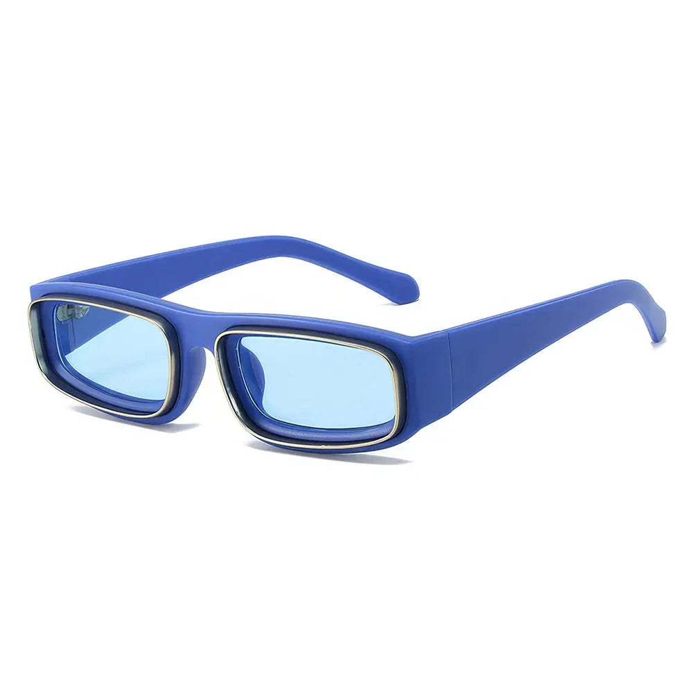 Stylish Small Rectangle Punk Sunglasses with an edgy, retro-inspired design and UV400 protection