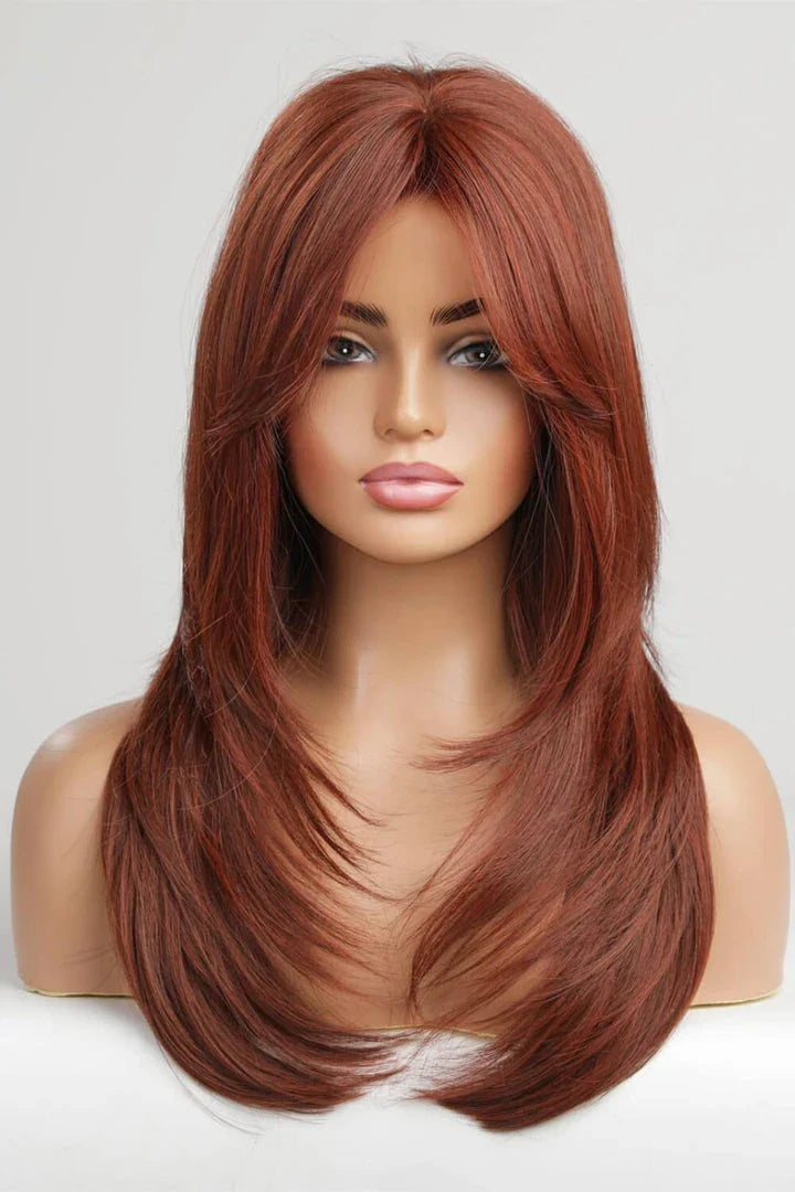 Luxurious mid-length wave synthetic wigs in 20-inch length, featuring a natural and sophisticated look for versatile styling