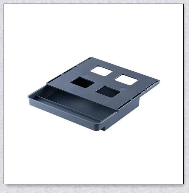 Discreet hidden under-desk storage drawer for pens, pencils, and other office supplies