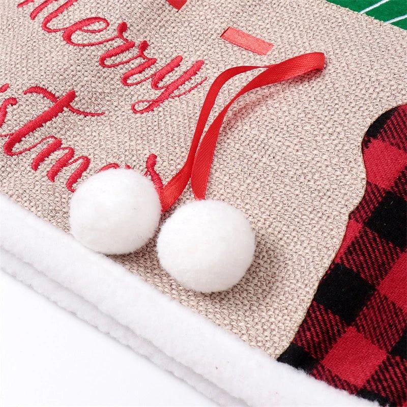 Premium 48-inch black and red plaid cloth tree skirt for festive Christmas decor