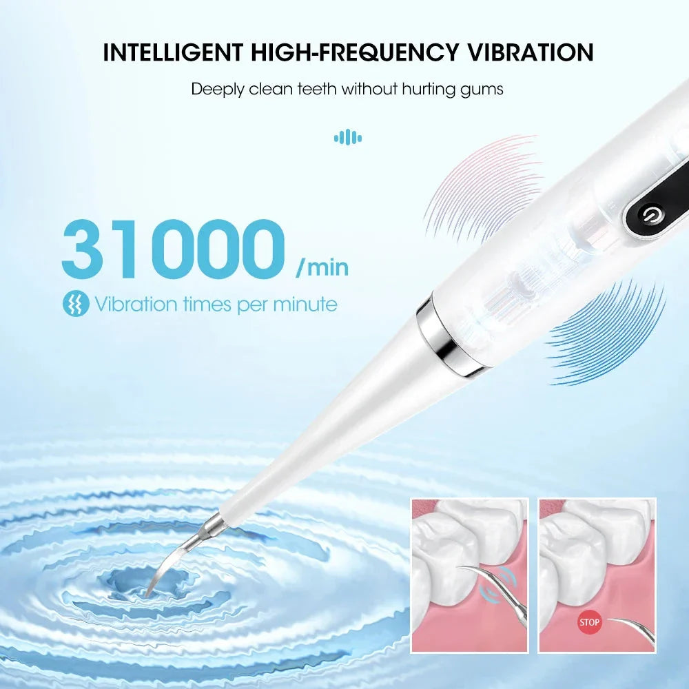 The Powerful Electric Sonic Dental Scaler & Toothbrush with 8 interchangeable brush heads for deep cleaning and whitening your teeth