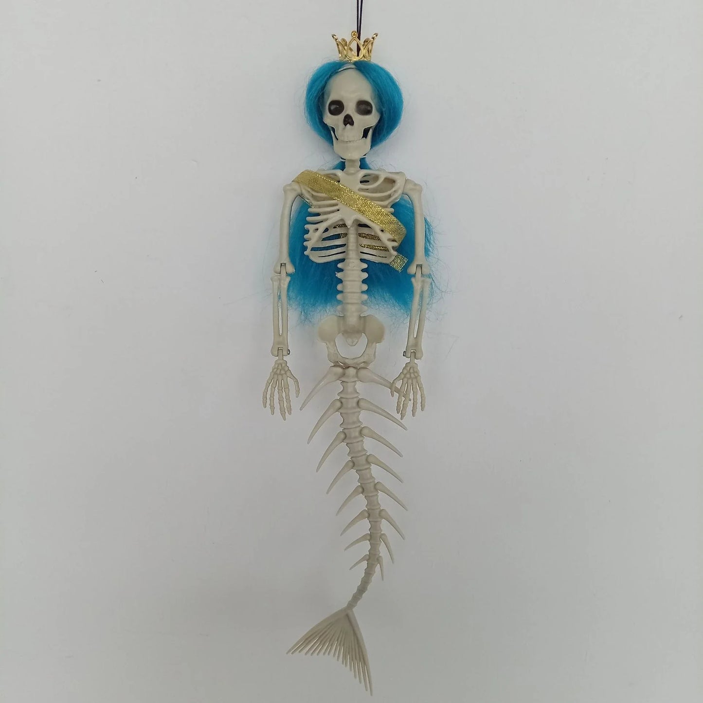 Mermaid bone pendant decoration in brown, dark purple, burgundy, and lake blue colours, ideal for Halloween outdoor courtyard displays