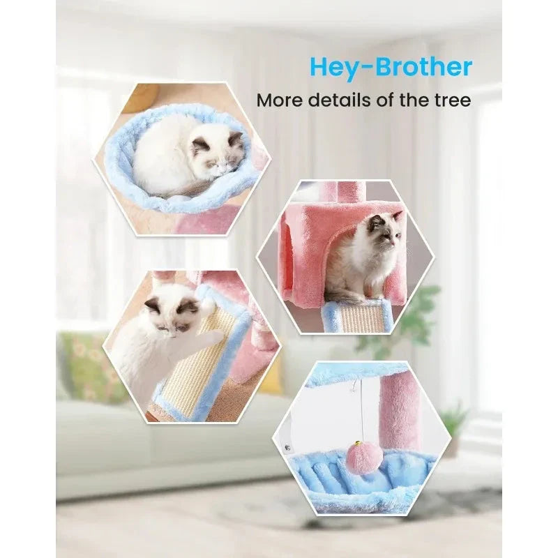 Luxurious Cat Tree Tower with spacious padded bed, cosy hammocks, and sisal-covered scratching posts for indoor cats