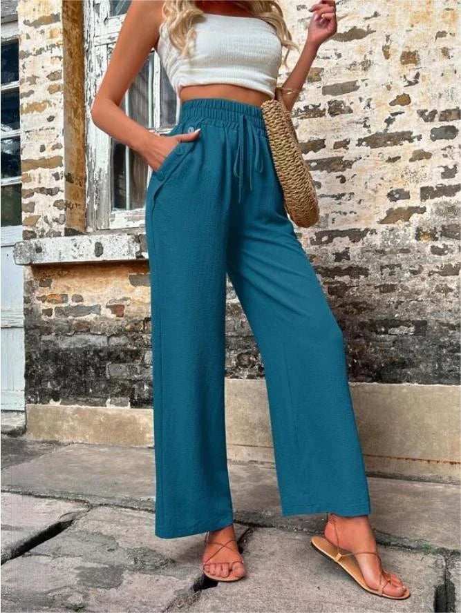 Stylish casual trousers with pockets and elastic waistband for British women