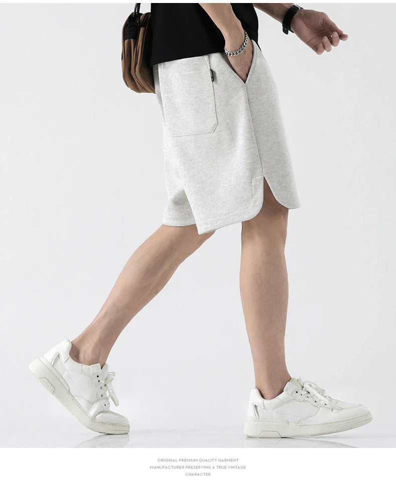 Premium British-made knitted sports shorts in a variety of classic colours, featuring an elastic waistband and loose, comfortable fit.