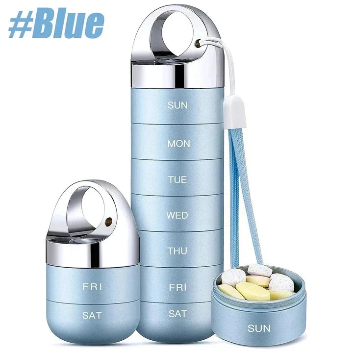 Portable Waterproof Metal Weekly Pill Box Organiser - Durable, Waterproof, and Compact Design
