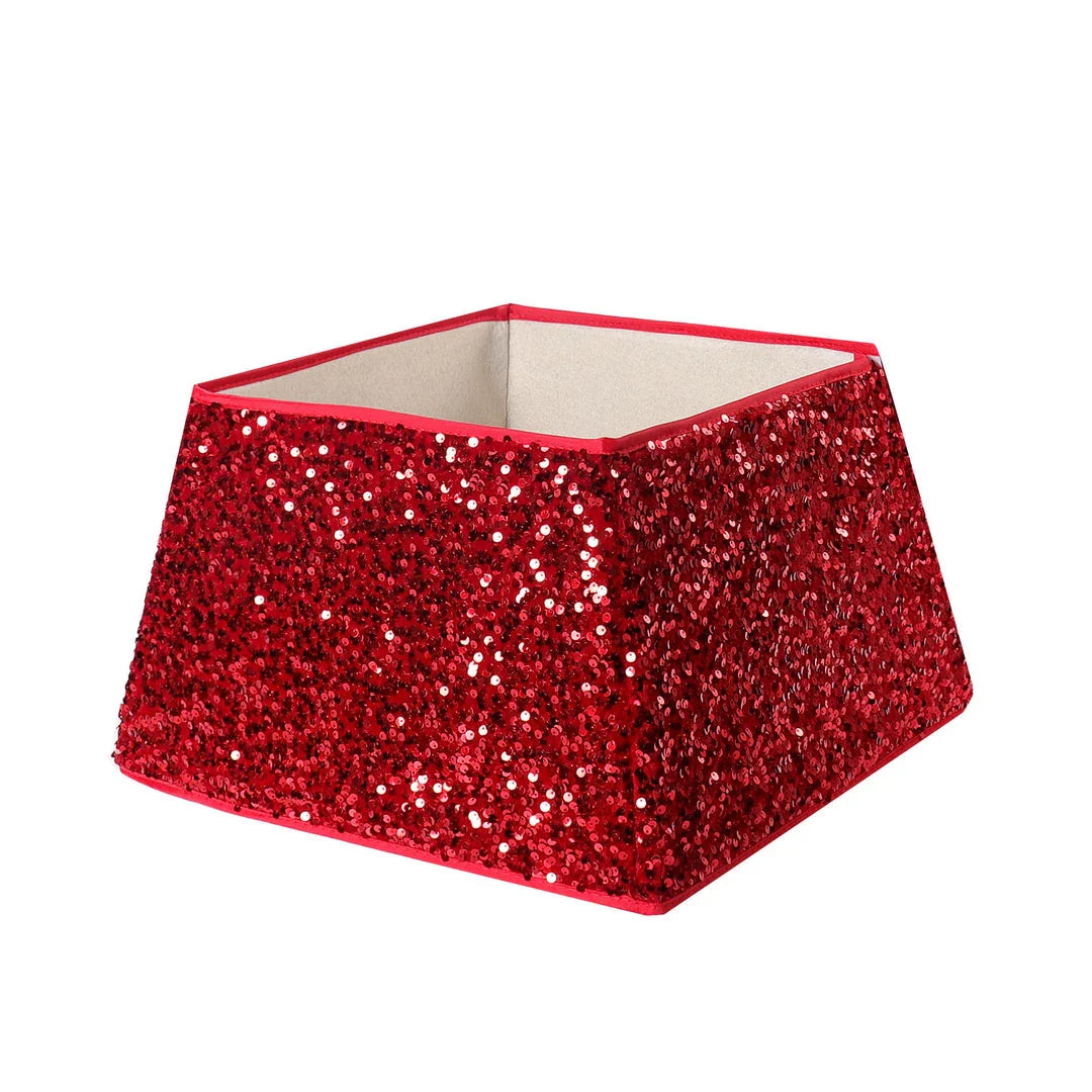 Shimmering sequin Christmas tree skirt in a range of festive colours, adding elegance and sophistication to holiday decor