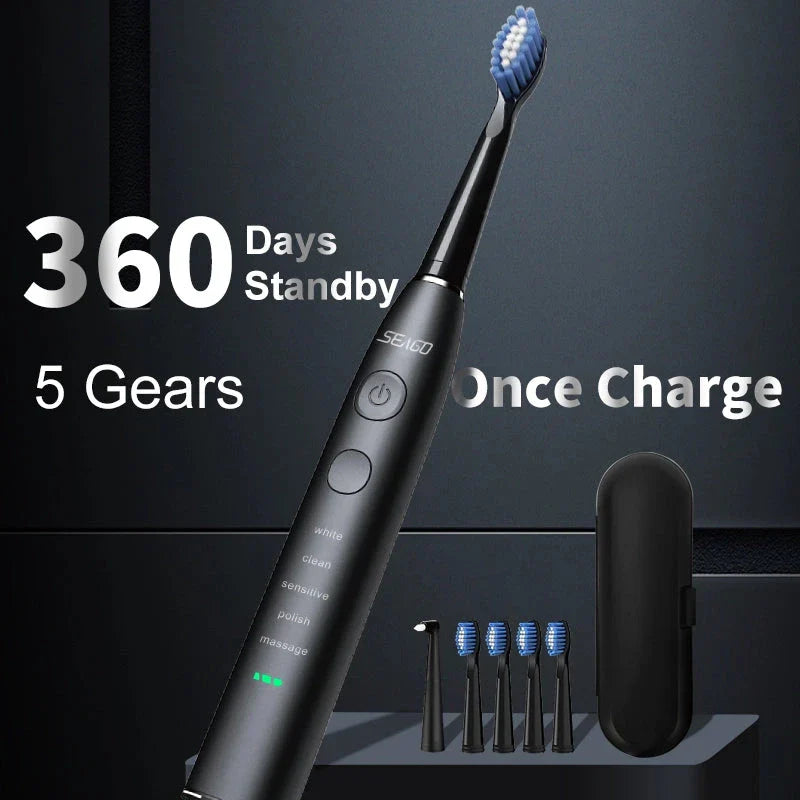 Premium Electric Sonic Toothbrush with Wireless Charging and Replacement Heads for Comprehensive Dental Care
