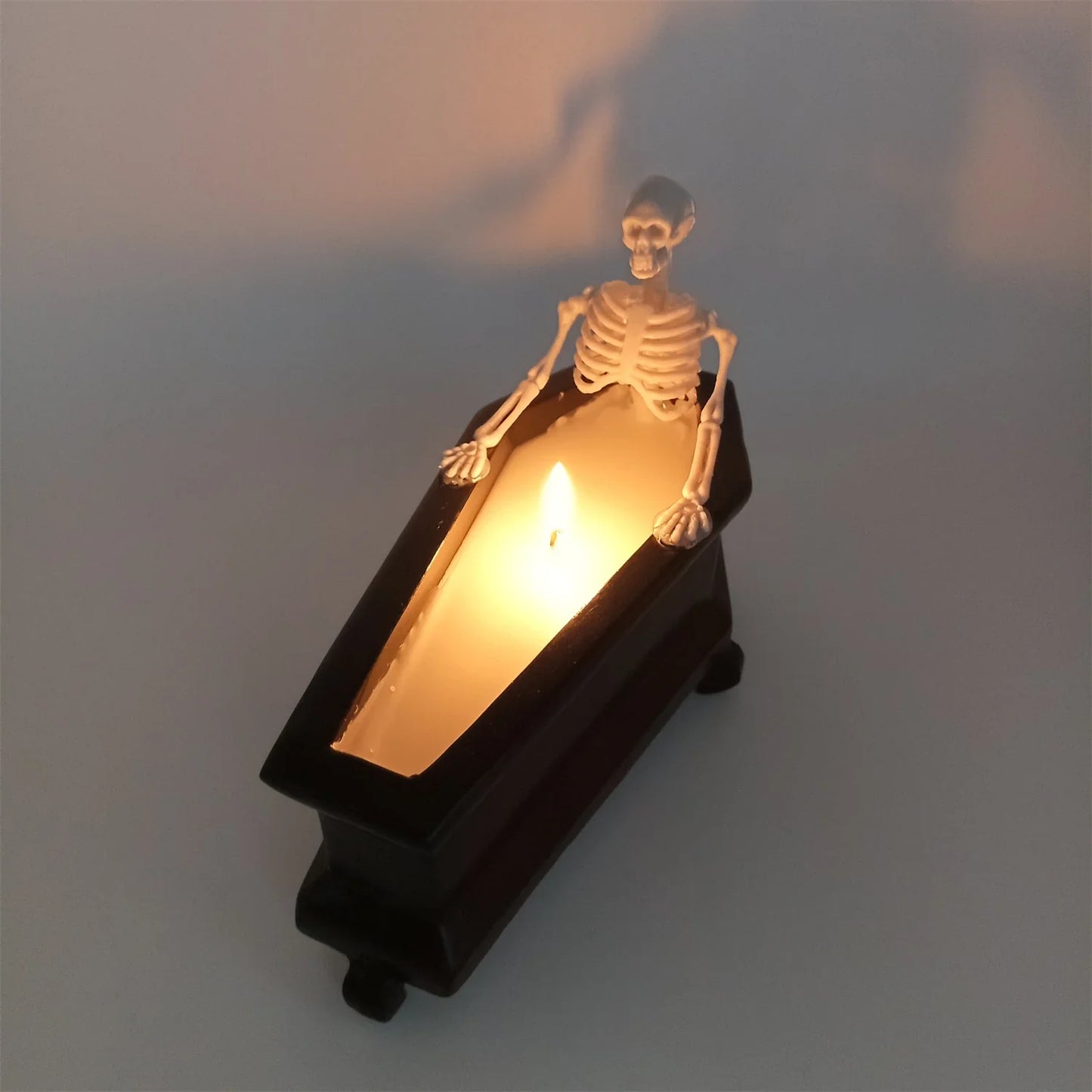 Meticulously crafted resin and wax Bubble Bath Skeleton Halloween decoration with enchanting details