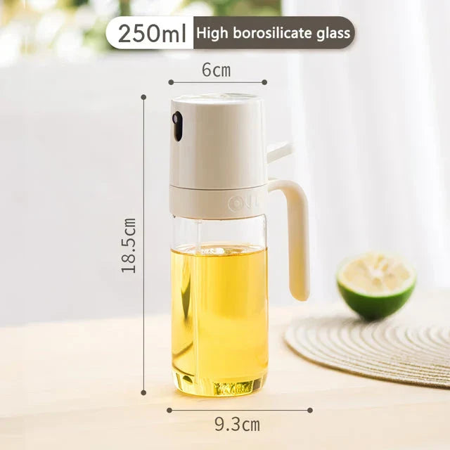 250ml High Borosilicate Glass Oil Spray Bottle with Ergonomic Handle and Eco-Friendly Lid