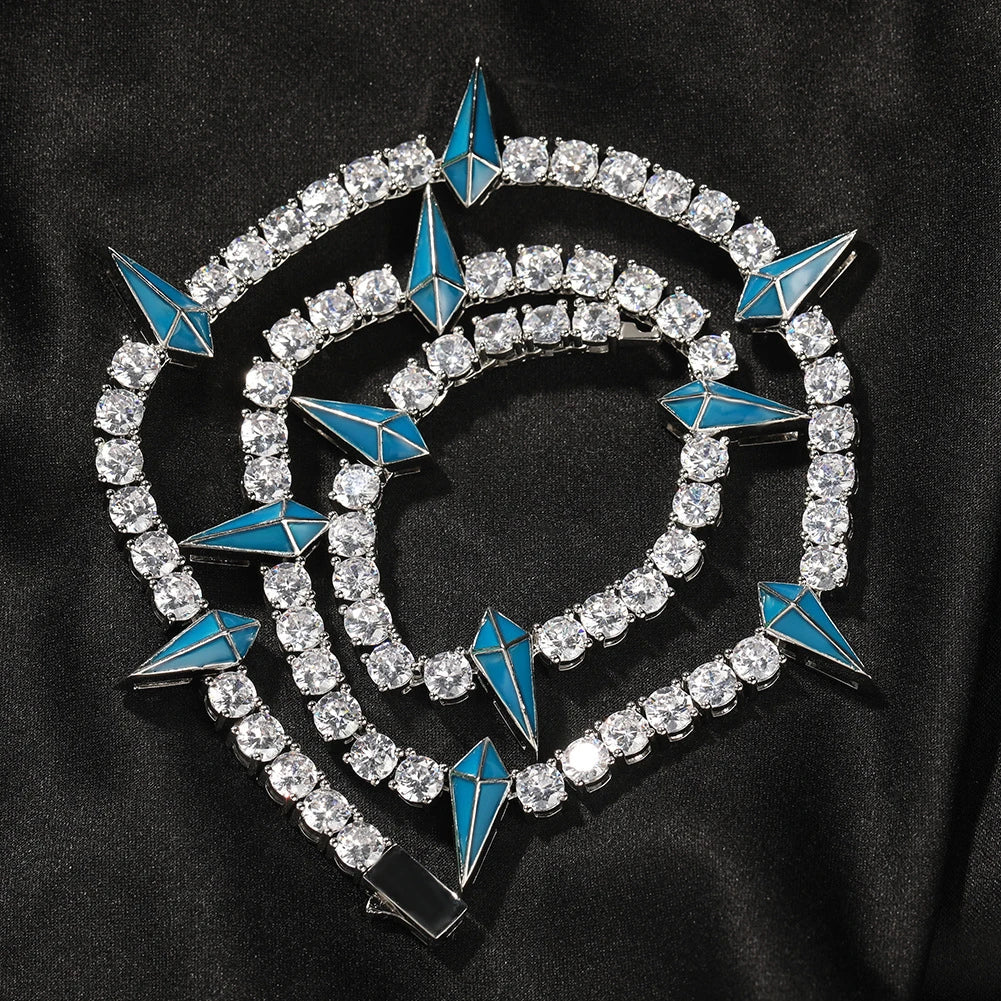Premium men's copper necklace with zircon stones in a geometric design, available in various lengths and colours