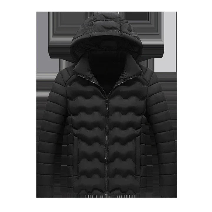 Grey men's padded jacket with cotton-polyester blend for warmth and comfort