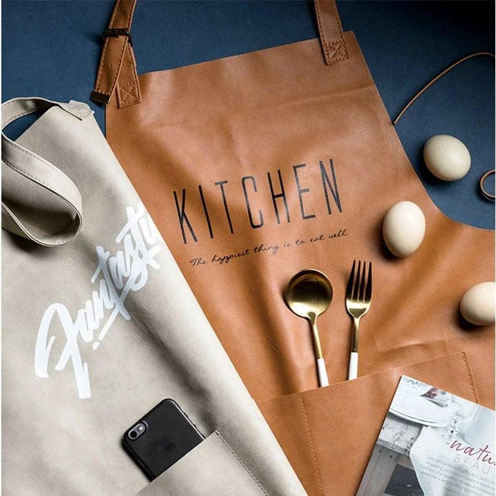 A premium leather apron with a stylish Nordic-inspired pattern, designed to protect your clothes while adding a touch of Scandinavian charm to your kitchen.