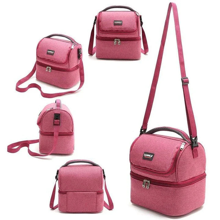 Premium insulated cooler bag with dual compartments for chilled drinks and snacks, made from durable Oxford cloth in a range of stylish colours.