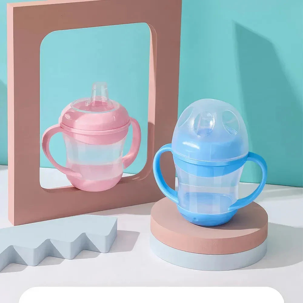 Premium leak-proof children's water bottle with easy-grip handle, transparent cover, and safe 3cm sucking mouth