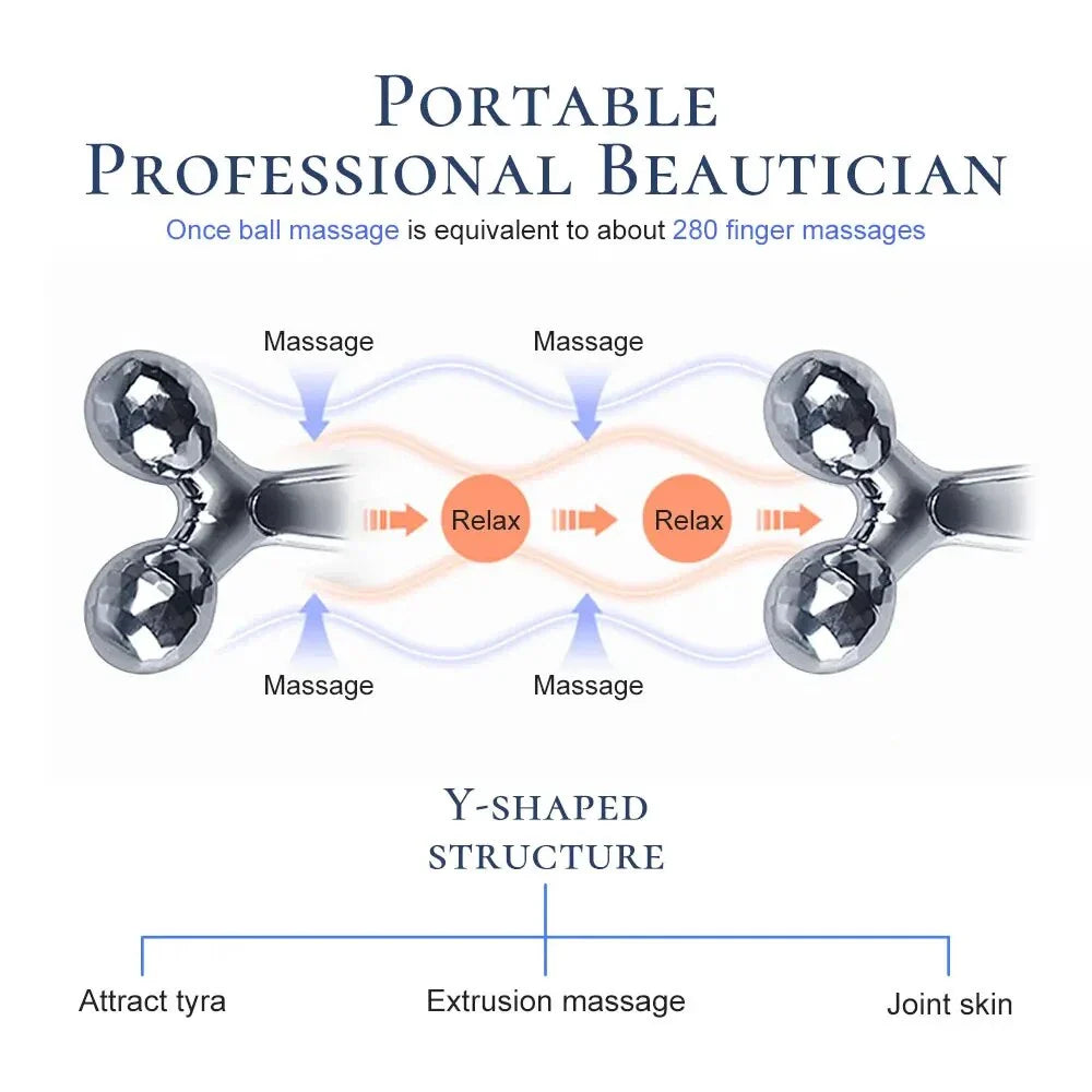 Premium 3D Y-Shaped Facial Roller Massager for Wrinkle Reduction and Skin Rejuvenation