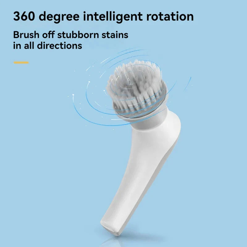 Premium 3-in-1 USB Rechargeable Electric Cleaning Brush with 360° rotation, compact design, and multiple brush heads for versatile household cleaning