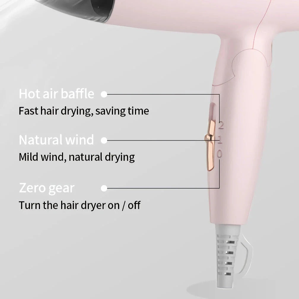 Compact and foldable hair dryer with powerful 950-watt motor for efficient styling on the go