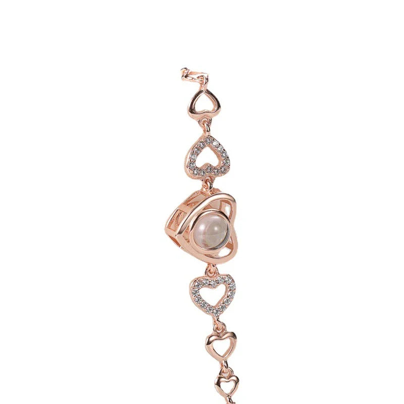 100 Languages 'I Love You' Micro-Engraved Diamond-Set Sterling Silver Bracelet