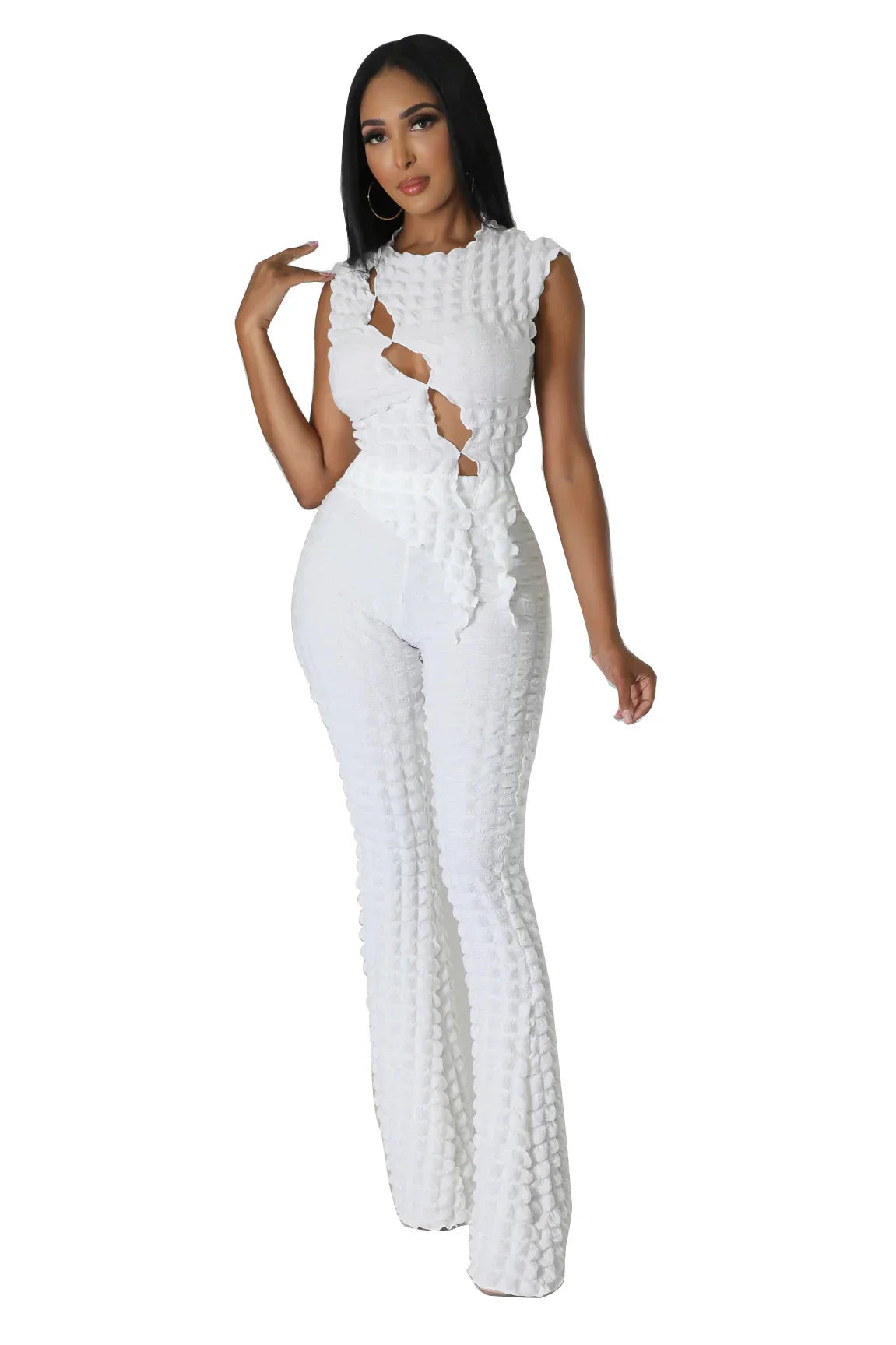 Trendha Sleeveless Plaid Suit in white, black, and dark pink colors with a stylish, modern design