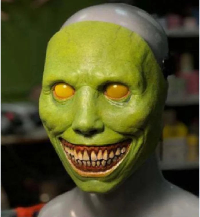 A white-eyed demon mask made of environmentally friendly latex, perfect for Halloween parties and trick-or-treating.